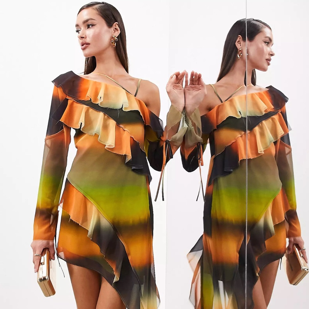 WATERCOLOR ASYMMETRICAL DRESS